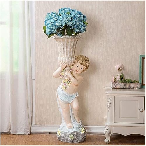 Miniatura 7 de OLOTU Elegante jarrón de resina de 40.4 pulgadas, de alta calidad y aspecto elegante, floreros grandes eclécticos para el hogar, lindo arreglo