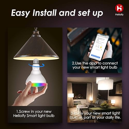 Miniatura 6 de BR30 - Bombillas LED WiFi inteligentes, cambio multicolor RGBCW, blanco cálido a frío, regulable, compatible con Alexa y Google Home (sin hub),