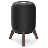 Table Wood Stand for HomePod 2nd Gen Speaker with Dust-Proof Cover, Anti-Slip Wooden Desktop Speaker Stand Compatible with Homepod 2 Wood Tripod Holder with Sturdy Metal Frame, Black