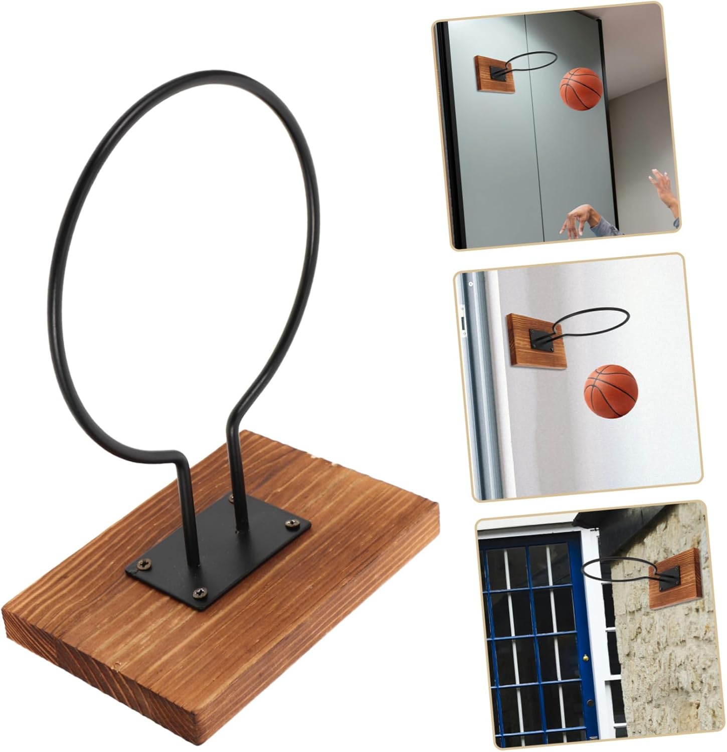 2sets Wall Mount Basketball Holder Sturdy Space-Saving Rack for Indoor Use Easy Installation for Bedrooms Living Rooms and Offices Tidy Storage for Basketballs