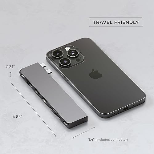 Miniatura 6 de Satechi Adaptador multipuerto USB C Hub Pro Slim, dongle 7 en 1 para MacBook ProAir M2 con puerto USB 4, resolución HDMI 4K, USB3.2 Gen 2, lector de