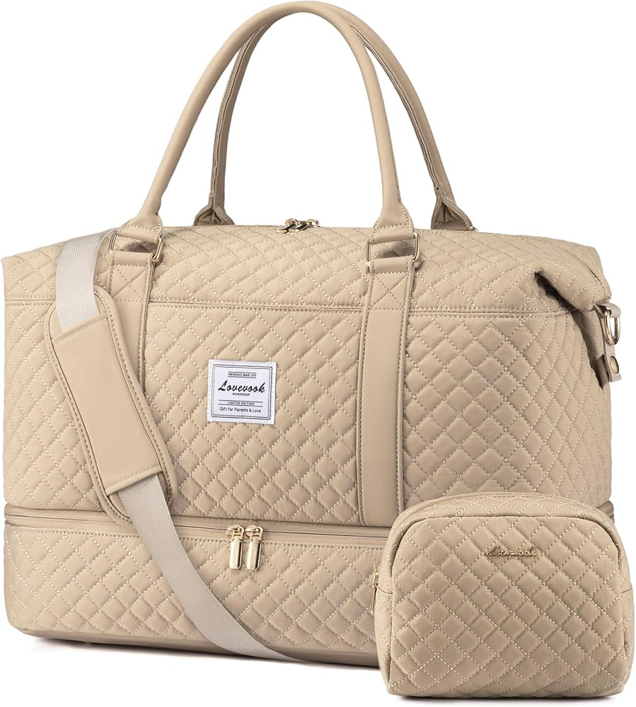 LOVEVOOK Travel Duffle Bag,Weekender Bags for Women with Shoe Compartment，Carry on Overnight Bag with Toiletry Bag,Gym Duffel Bag with Wet Pocket, Hospital Bags for Labor and Delivery
