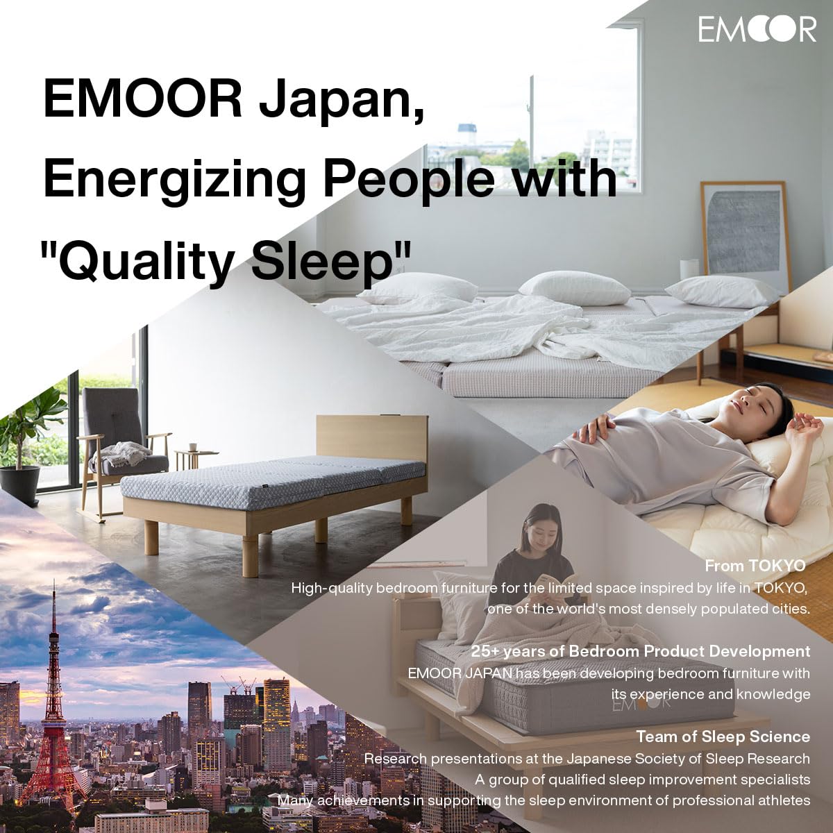 EMOOR Copri Futon Giapponese 3 Pezzi Letto Singolo - 100% Cotone, Antibatterico E Antiacaro, Navy - Con Cerniere YKK, Made In Japan