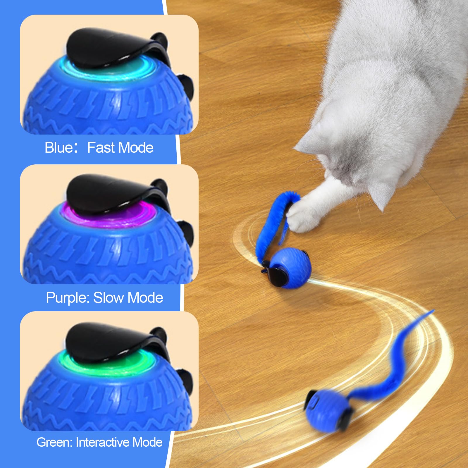 XdealCozyxc 2 Pcs Cat Toy for Indoor Cats Adults Rechargeable Smart Interactive Cat Toy Ball, Multicolor - Image 4