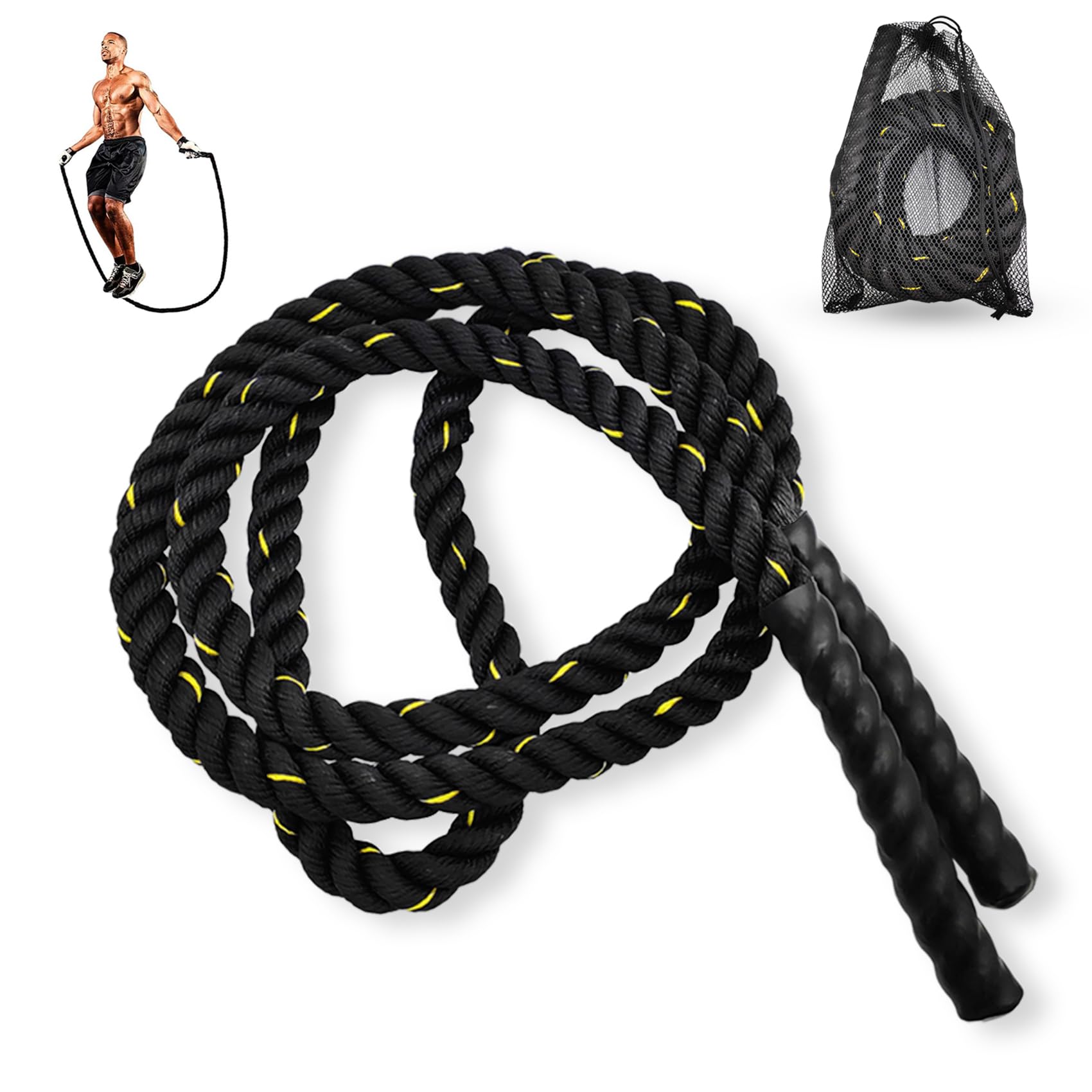 Bomvabe 1.5 lbs Weighted Skipping Rope for Women Fitness, 9.0 ft Long Adult Boxing Skipping Rope for Full Body Workout, Heavy Jump Rope for Exercise Training Bodybuilding