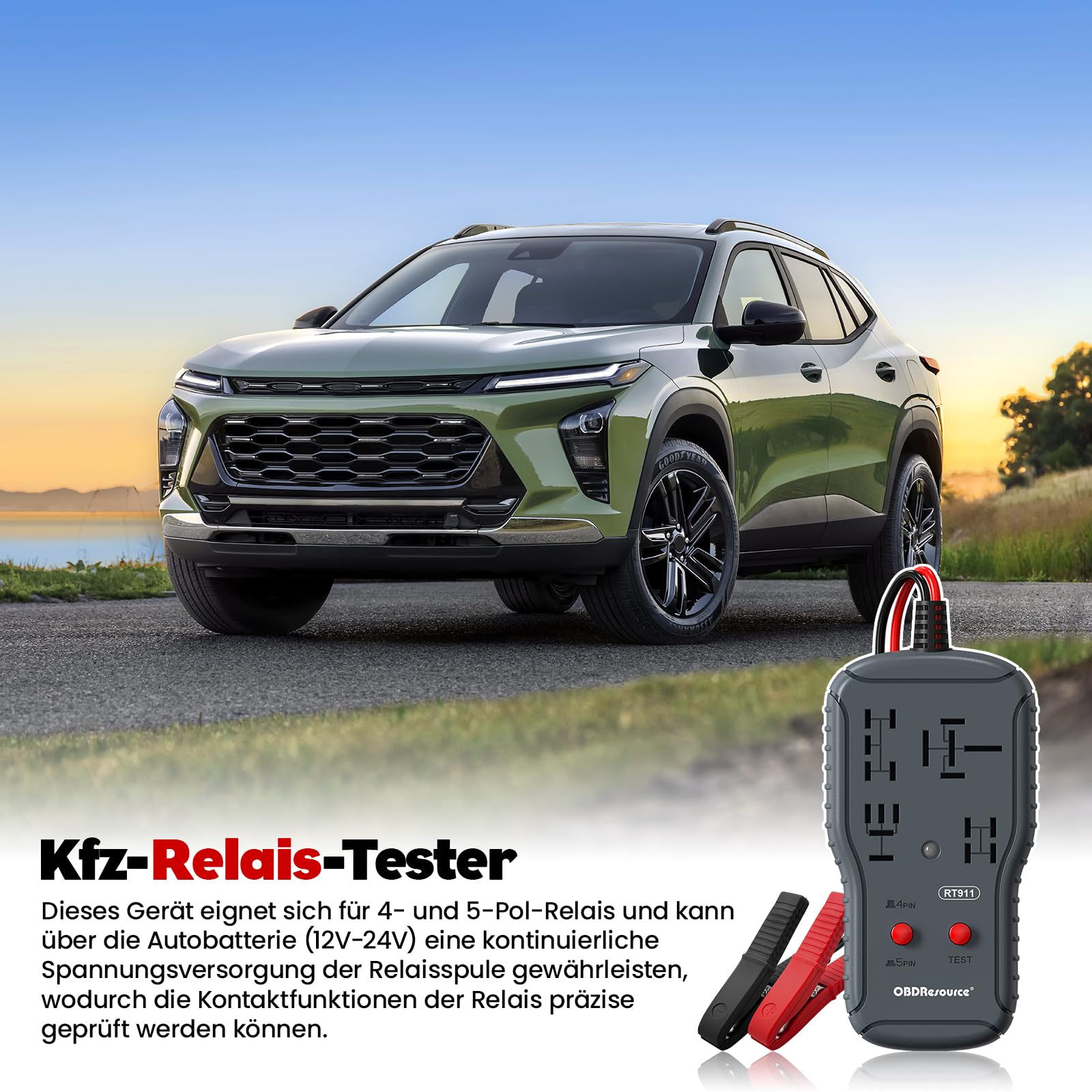 Relay Tester, 12V/24V Tester Batteria Auto, Automotive Relay Tester, Relè Elettronico Analizzatore Strumento Diagnostico, Strumento Diagnostico Con Clip, Adatto Per Automobili e Motociclette