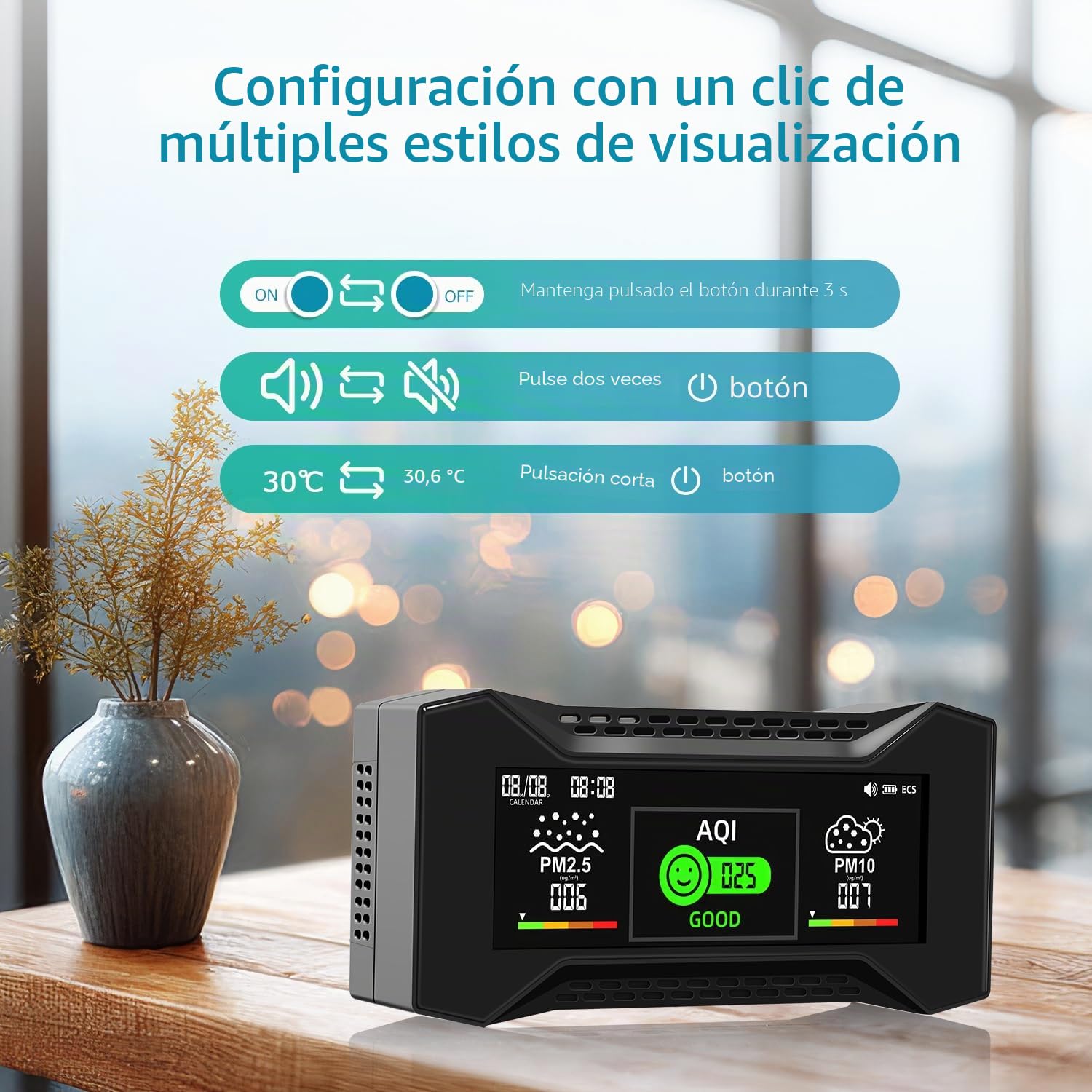 Monitor de Calidad del Aire 10 en 1 con Registro de Datos e informes CSV listos para auditoría. medidor CO2 de Alta precisión, 6 Niveles de AQI de Icon. Ideal para oficinas,Laboratorios,fábricas (1)
