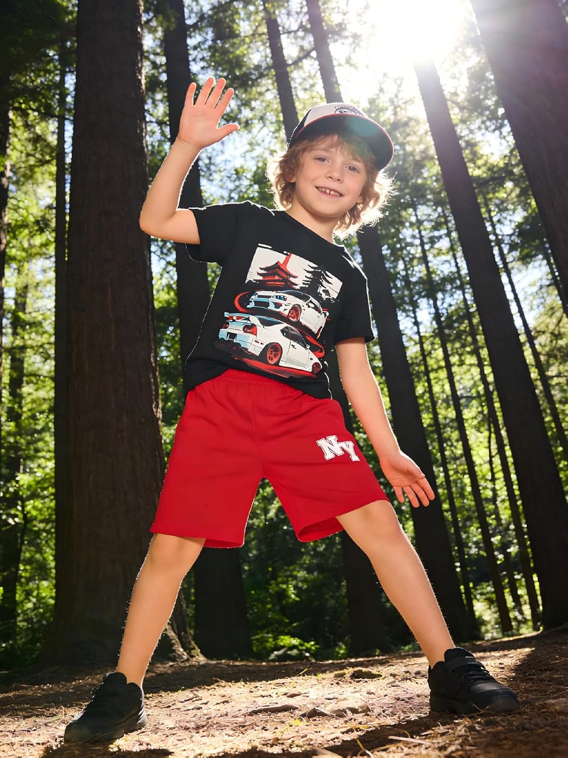 Boys Clothes 2-Piece Summer Outfit Car Print T-Shirt & Letter Print Shorts for Kids Clothing Set 6-12Y - Image 4