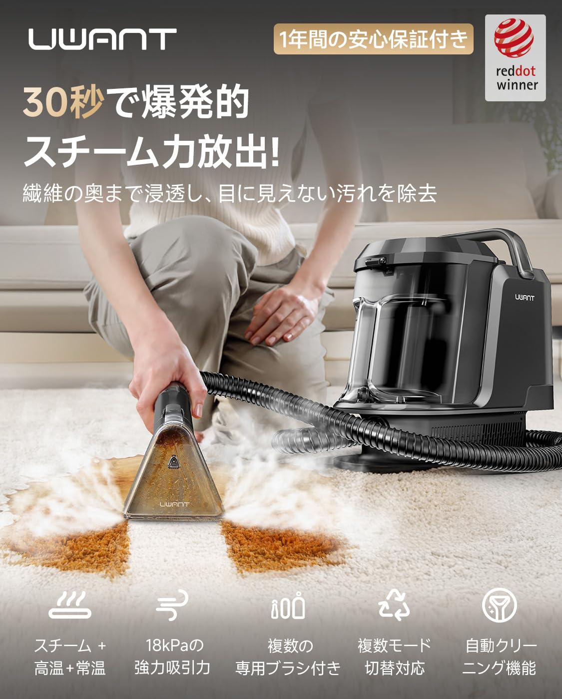 Amazon | 【高温スチームで繊維の奥まで徹底洗浄】Uwantリンサー