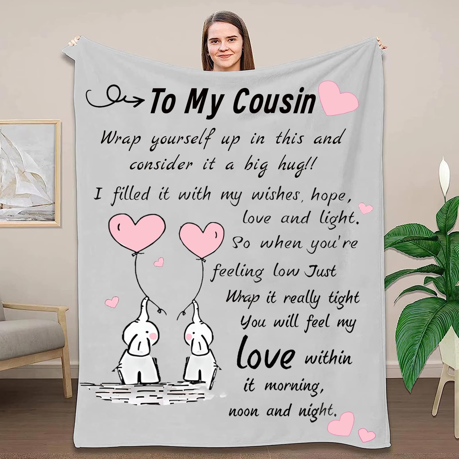 Zqymm Cousin Gifts From Sister Brother - Flannel Blanket Birthday Gifts For Personalised Blanket Gifts For Birthday Christmas Graduation Gifts For
