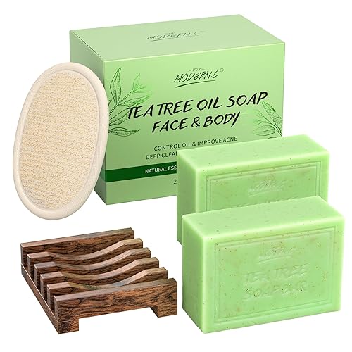 Jabón de aceite de árbol de té para cara y cuerpo, jabones de baño orgánicos naturales para pies de atleta, olor corporal, acné, limpieza profunda,