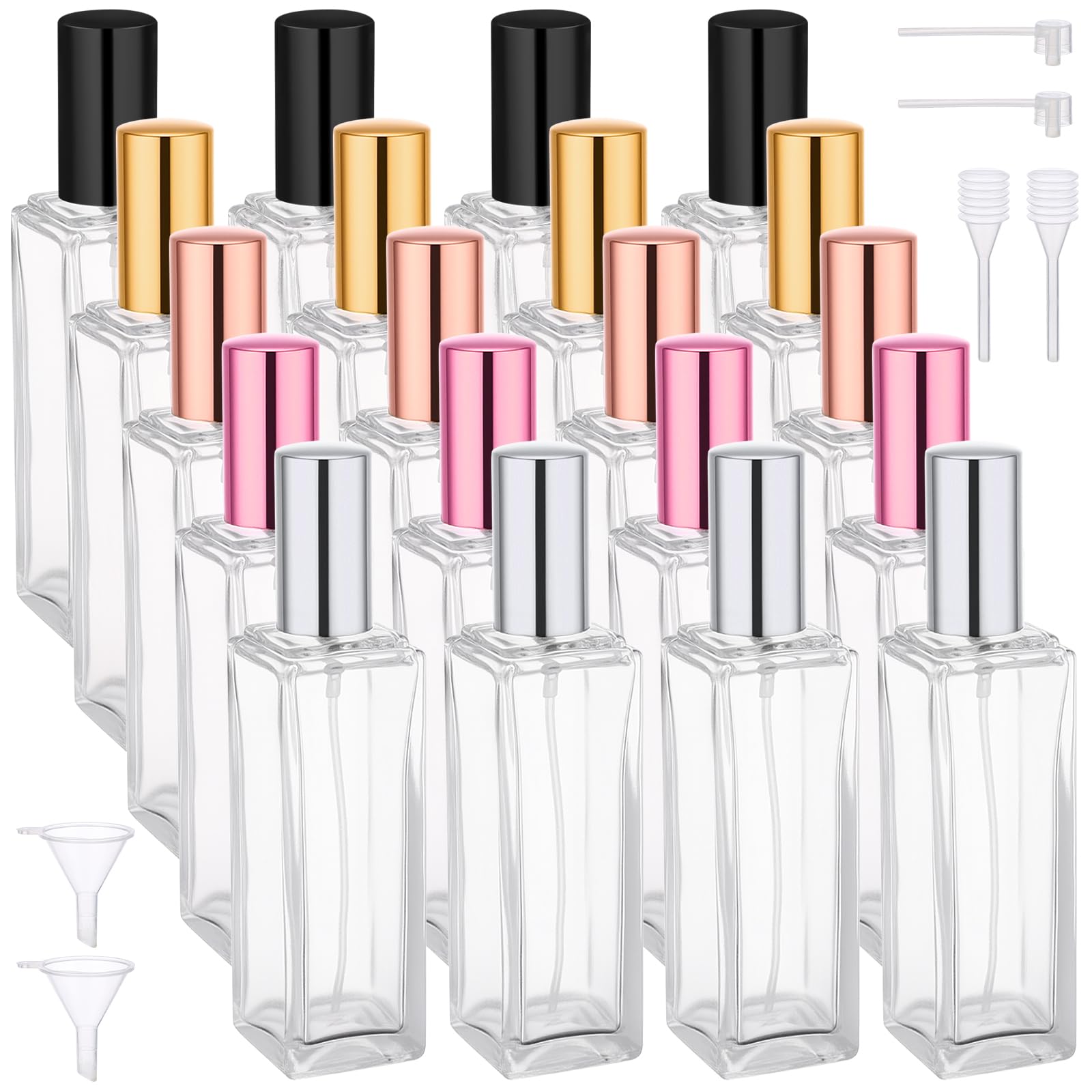 20 Flacons Parfum 30ml en Verre avec Vaporisateur de Sac et Accessoires de Remplissage
