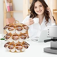 Vista 6 de Coffee Pod Holder, K Cup Holders，Coffee Pod Storage Compatible with K Cups (27 Pods), Spins 360-Degrees Coffee Pod Carousel Holder Organizer, Modern