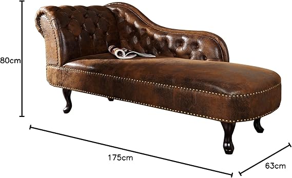 Invicta Interior Design Chesterfield Recamiere im Antik Look Couch Sofa Sessel Polsterliege braun