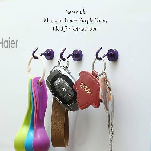 Miniatura 7 de Neosmuk Ganchos magnéticos, imanes de tierra resistentes con gancho para refrigerador, gancho de crucero extra fuerte para colgar, gancho magnético