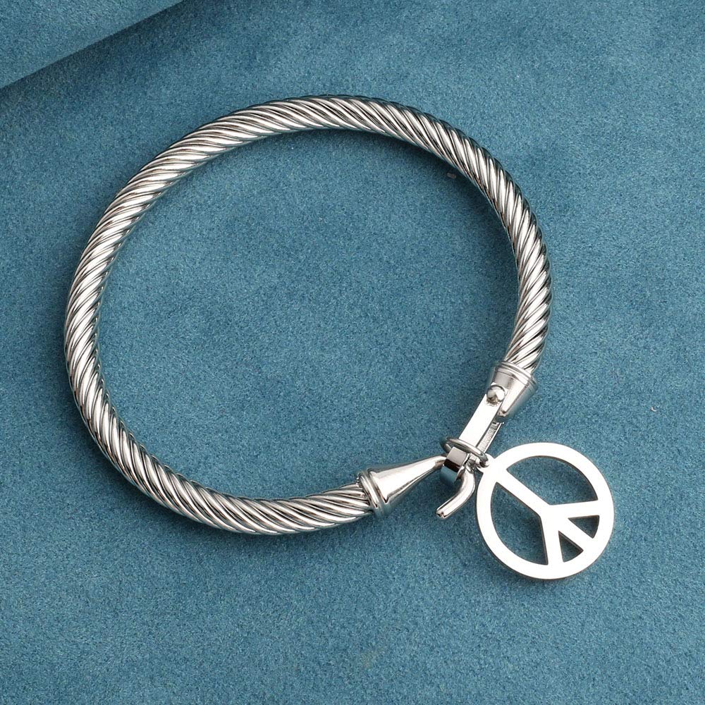 Skręcona bransoletka kablowa stylowa delikatna bransoletka ze stali nierdzewnej z zapięciem na haczyk bransoletki biżuteria dla kobiet, 17 cm, metal,