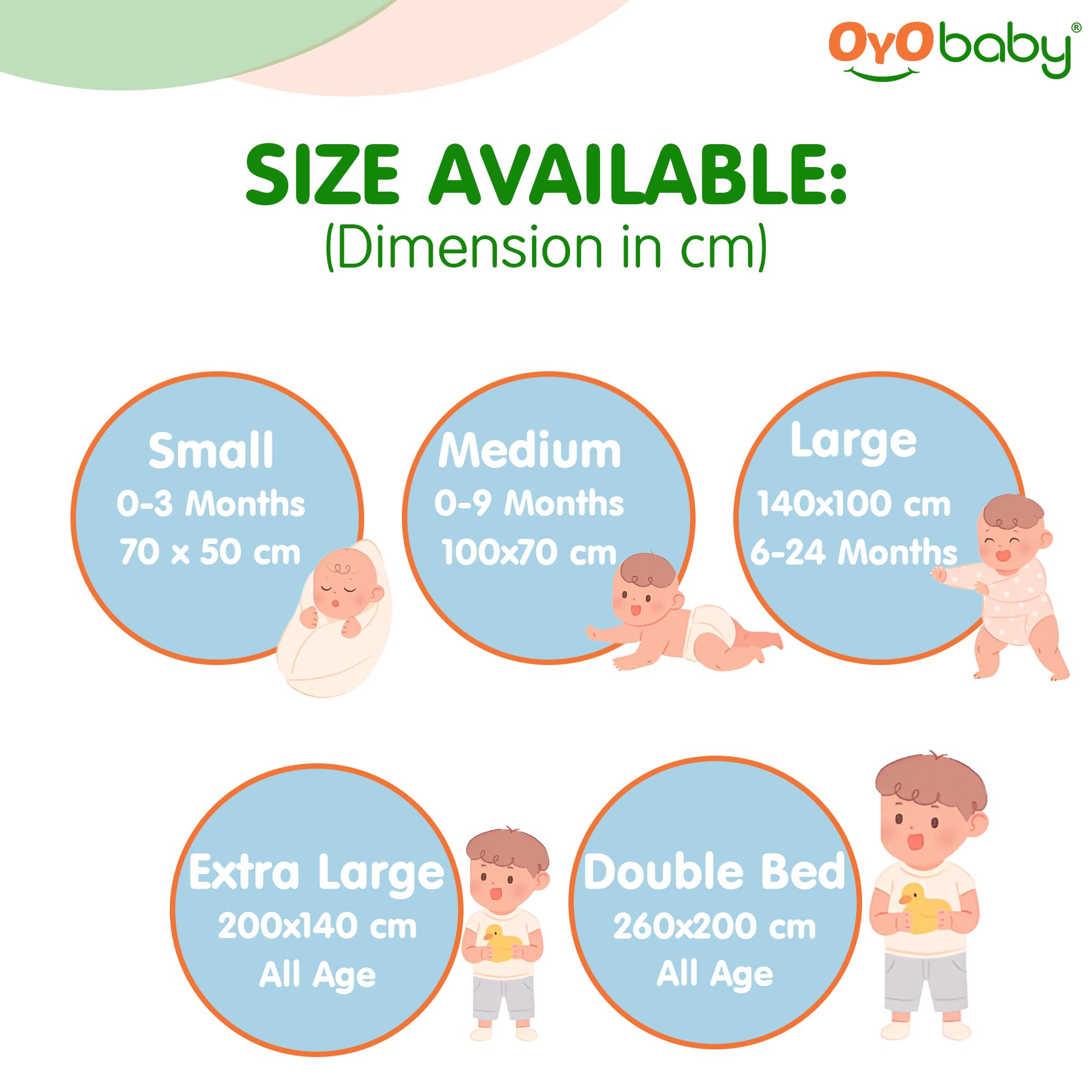 OYO BABY Premium Hypoallergenic Quick Dry Waterproof Reusable Mat/Underpad/Absorbent Sheets/Mattress Protector/Crib Sheets (Size: 70cm x 50cm) / (28"x19") Blue, Small - Image 4 thumbnail