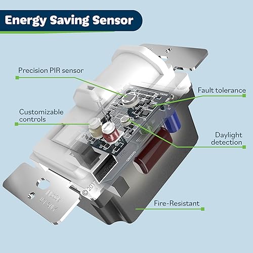 Miniatura 7 de TOPGREENER TSOS5-W - Interruptor de luz con sensor de movimiento PIR para pared interruptor con sensor de ocupación control manual de