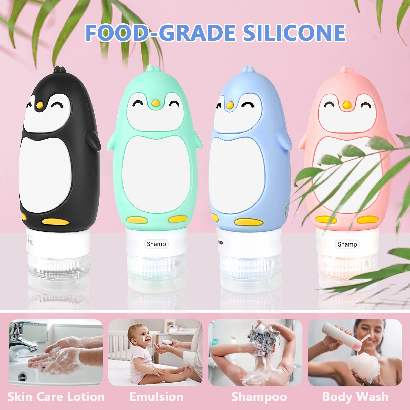 Lesnorry Ultimate - Juego De 17 Botellas De Viaje De Silicona, Aprobadas Por La TSA, Recipientes De Aseo Exprimibles Y A Prueba De Fugas Para Champú, Acondicionador Y Loción, Sin BPA