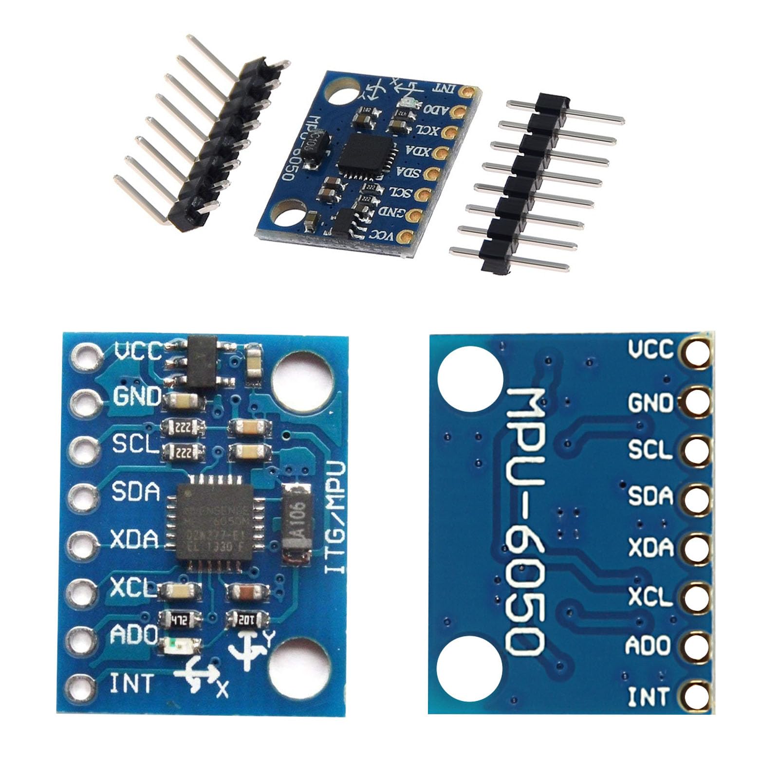 5 módulos GY-521 MPU-6050, 3 Axis Accelerometer Gyroscope Module 6 DOF 6-axis Accelerometer Gyroscope Sensor Module 16bit AD Converter Data Output IIC I2C y sensor de aceleración compatible con Ard