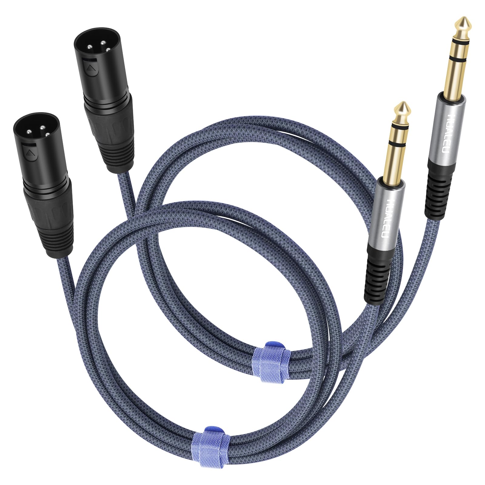 2 Stück 1/4 TRS Stecker auf 3-poligen XLR Mael Auido Kabel, 6,35 mm TRS auf XLR Stecker, Geflecht, 1/4 Zoll symmetrisches Kabel für Mischpult, Leistungsverstärker, 91 cm