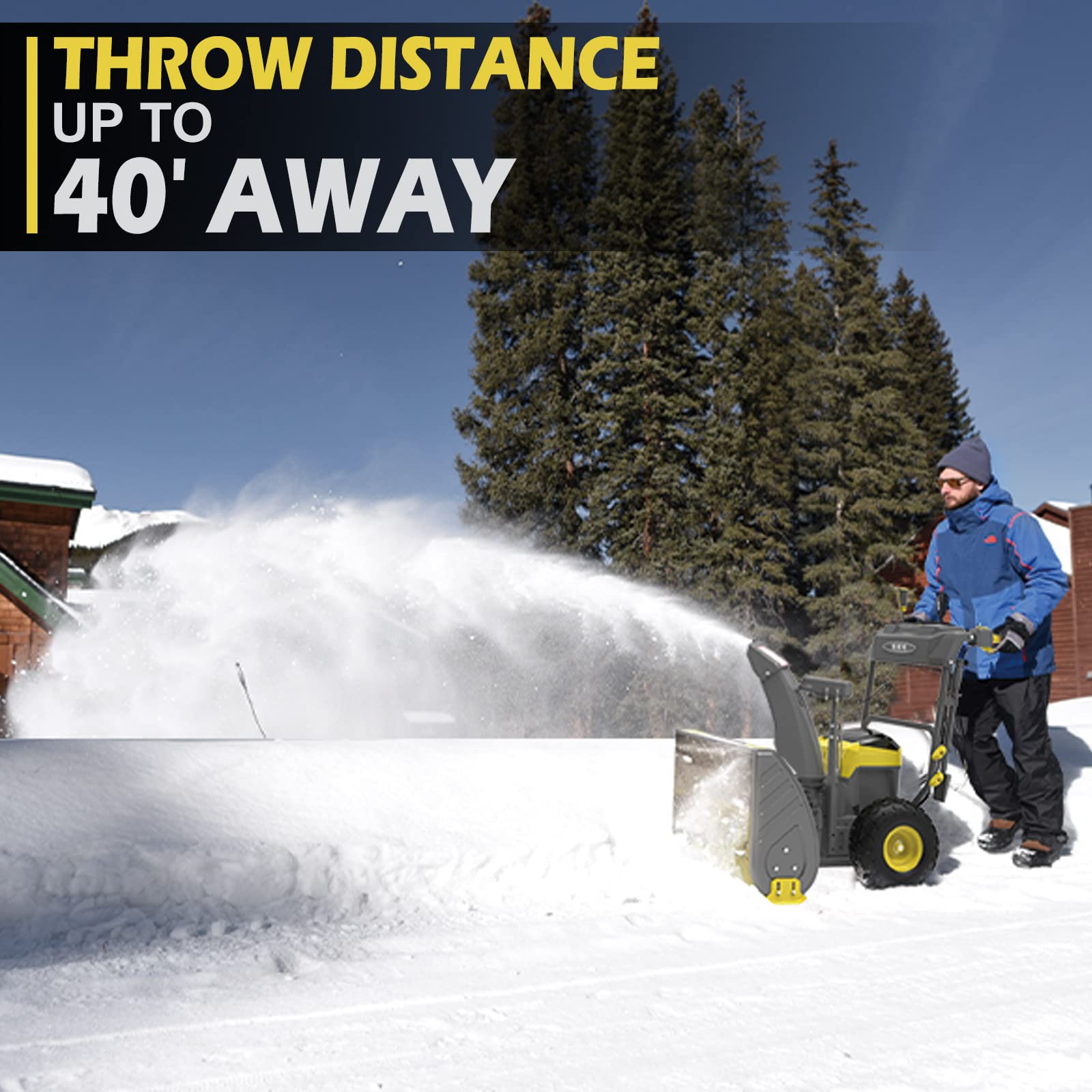 PowerSmart Snow Blower 80V 6.0Ah, 24Inch Cordless 2Stage Snow