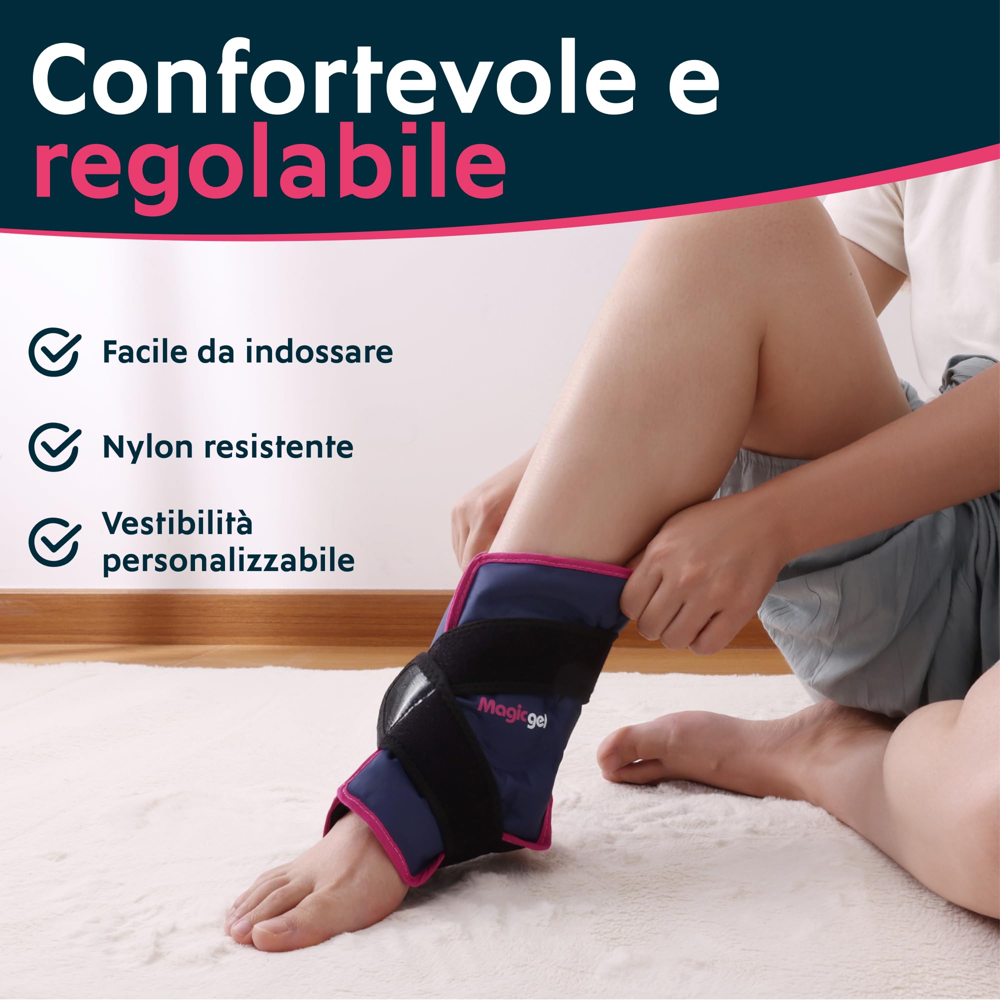 Magic Gel Cavigliera Ghiaccio Gel Riutilizzabile - Fascia Ghiaccio per Caviglia - Fascia per Ginocchio Polso Gomito - Impacco Freddo da Freezer - Compressione Morbida e Flessibile