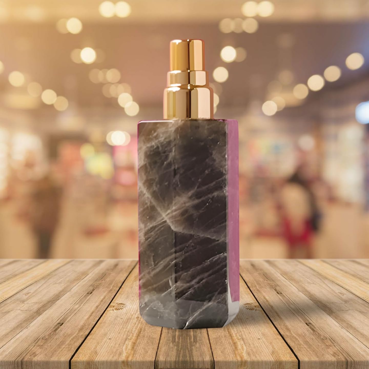 Refillable Perfume Bottle - Healing Crystal - Polished Natural Gemstone - Travel Size (Smokey Quartz, Pillar)