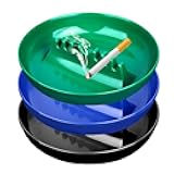 3Pcs Assorted Colors Ashtray Sets, Ash Tray for Cigarettes and Cigar, Round Large Size Plastic Ashtrays, for Indoor Outdoor Home Office Patio Restaurant Bar Hotel Use (1 Black 1 Green 1 Blue)