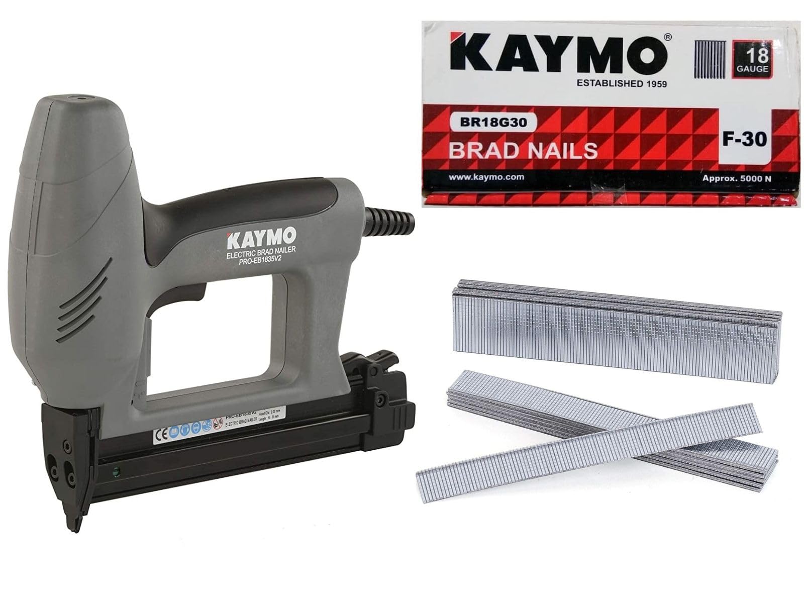 Kaymo Electric Brad Nailer PRO-EB1835V2 18 Gauge brads 10mm- 32mm With F-30mm brad nails (5000 Pieces) (30MM)-image-37