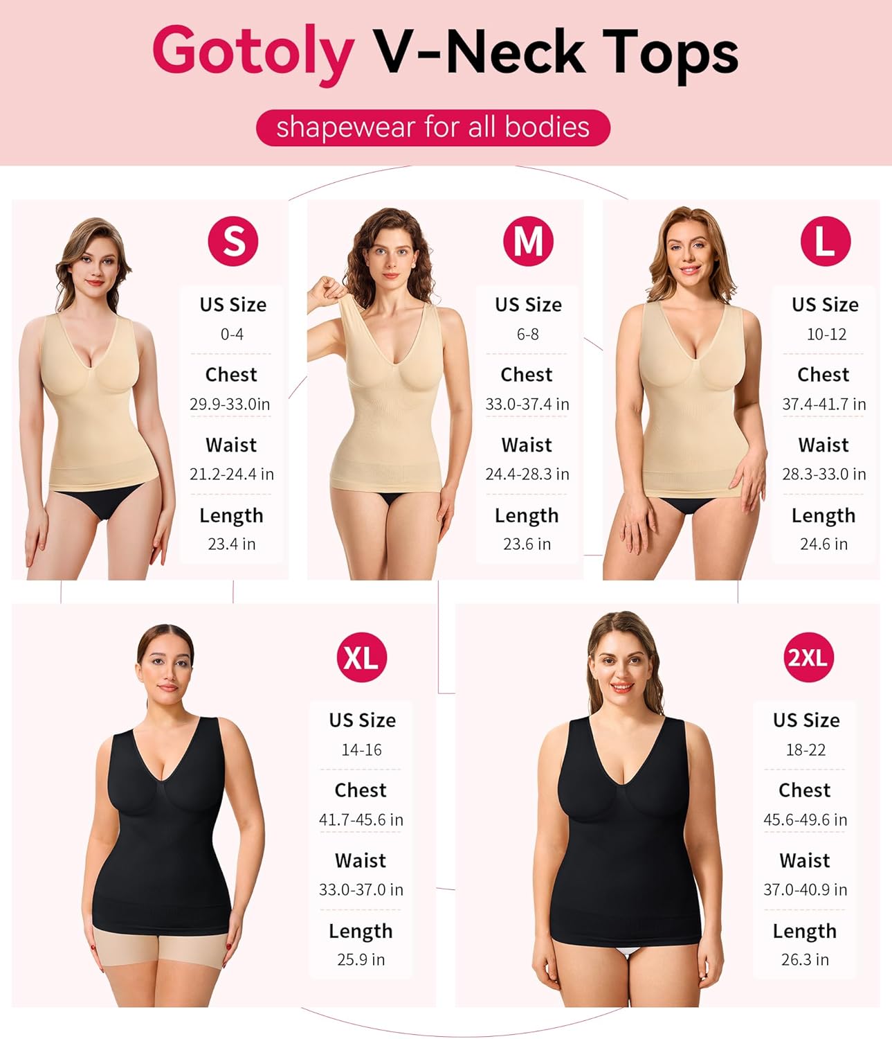 Gotoly Shapewear for Women Compression Tank Tops Tummy Control Body Shaper Seamless Workout V-Neck Camisole Cami Tops - Image 5