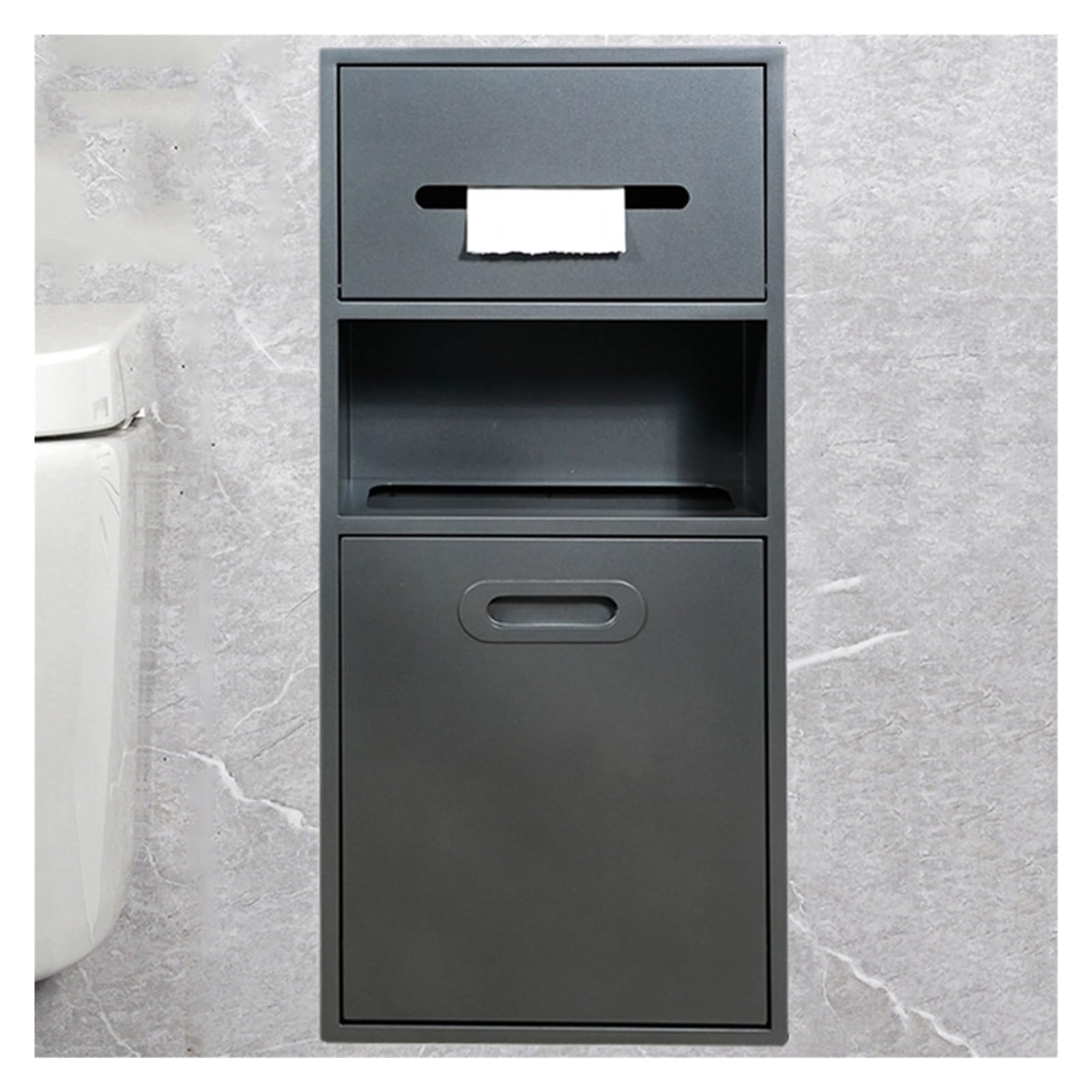 QUSYZD Stainless Steel Shower Nich, Recessed Shower Niche Trash Can Holder, Built-in Shampoo Storage Shelf for Bathroom Storage/Shampoo/Toiletries,Grey-30x67x14cm/11.81x26.37x5.51in