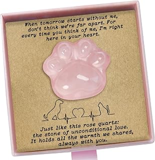 Pet Loss Sympathy Gift - Rose Quartz Heart Crystal with Memorial Card, In Loving Memory Keepsake, Healing Crystal for Dog Loss, Bereavement Support Gift, Pocket Hug for Easter Comfort (Pet Loss)