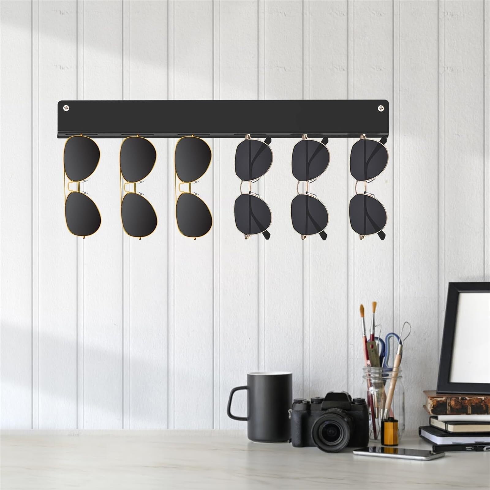 Porta Occhiali per Casa Confezione da 3 Porta Occhiali da Sole da Appendere alla Parete, in Acrilico Organizer Occhiali da Sole(Black)