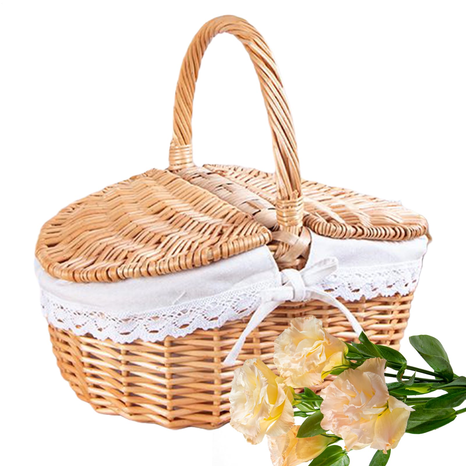 Panier de pique-nique tissé avec poignée grande boîte pour pique-nique champêtre