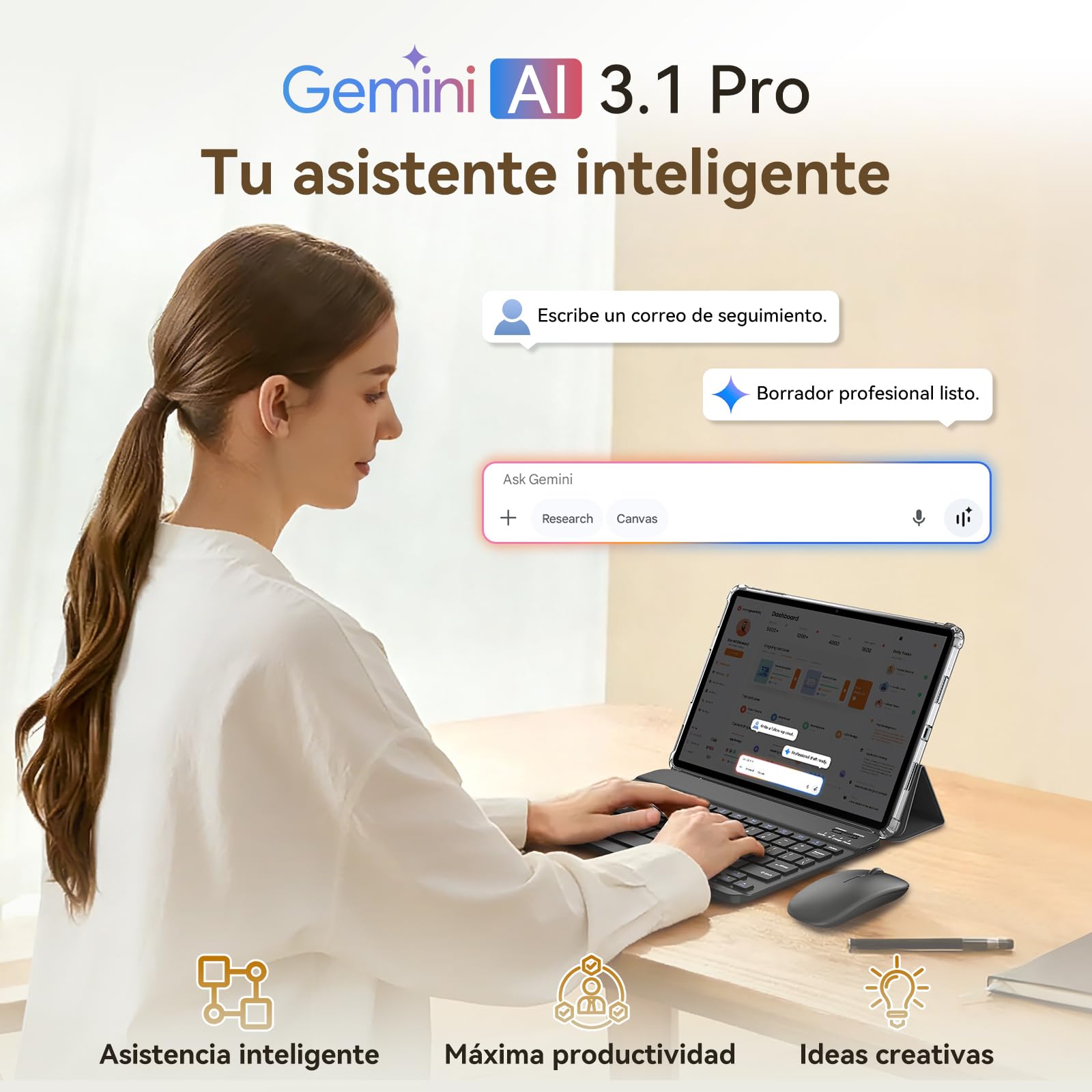 TABWEE T12Pro Android 16 Tablet con Teclado, 2.8K QHD+, Helio G100 | Tablet 11 Pulgadas con Tarjeta Sim, 32 GB RAM+256 GB ROM, 8000 mAh, 13 MP+8 MP, Widevine L1, Gemini AI (4 Años de Garantía)