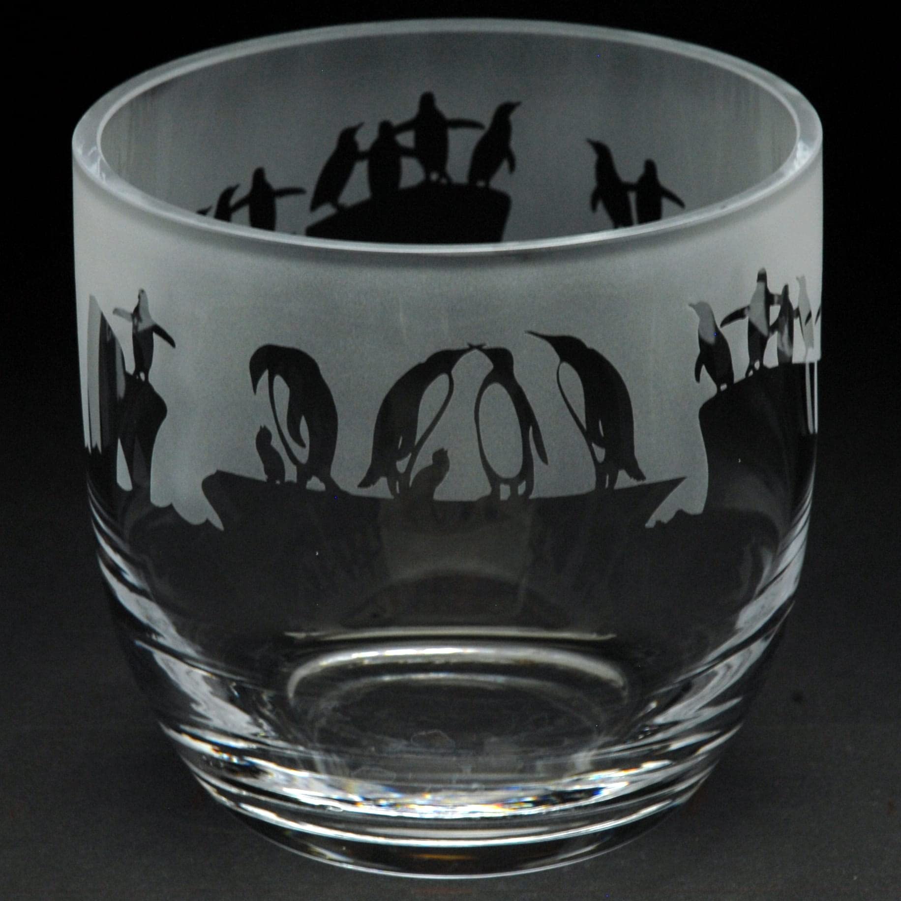 Milford Collection Clear Animo Glass Crystal Glass Pillar Candle Jumbo Tealight Holder - Penguin