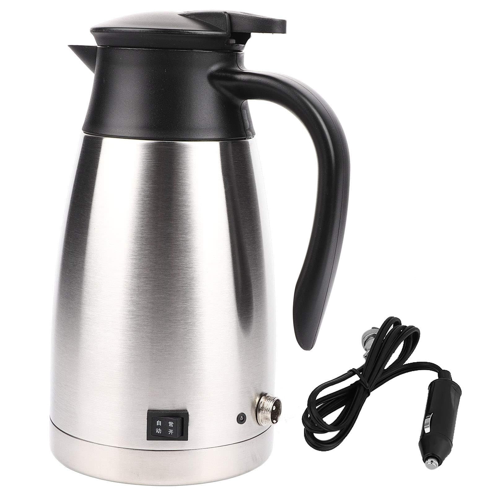 Pssopp Hervidor de Agua para Coche 24V, Calentador de Vehículo con Apagado Automático, 1000ml Acero Inoxidable, Tetera Portátil con Asa de Plástico para Viaje