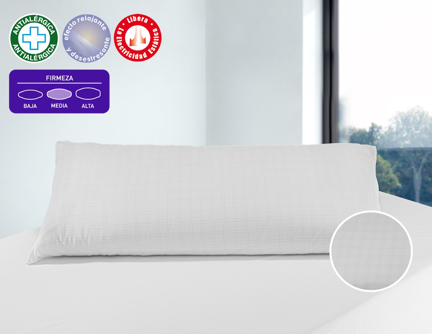 SAVEL - Oreiller Anti-Stress avec Double Housse | fermeté Moyenne | 40