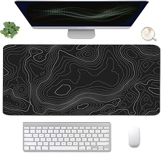 Topographic Mouse Pad, Extended Gaming (35.4x15.7 in), Desk Mat Laptop Waterproof Decor Writing for Work, Game, Office, Home - Topographic Contour