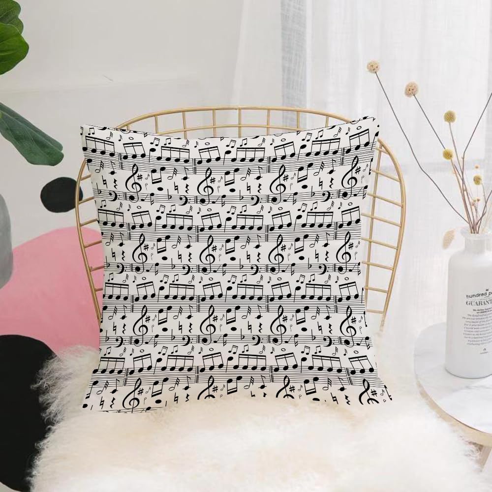 Hyosxw Seamless Background With Music Notes On Scal - A6 Cushion Cover,Throw Pillow Case Home Decorative For Living Room Bedroom Sofa Chair 18X18 Inch,Seamless Background With Music Notes On Scales Illustration,Pillowcase 45X45cm