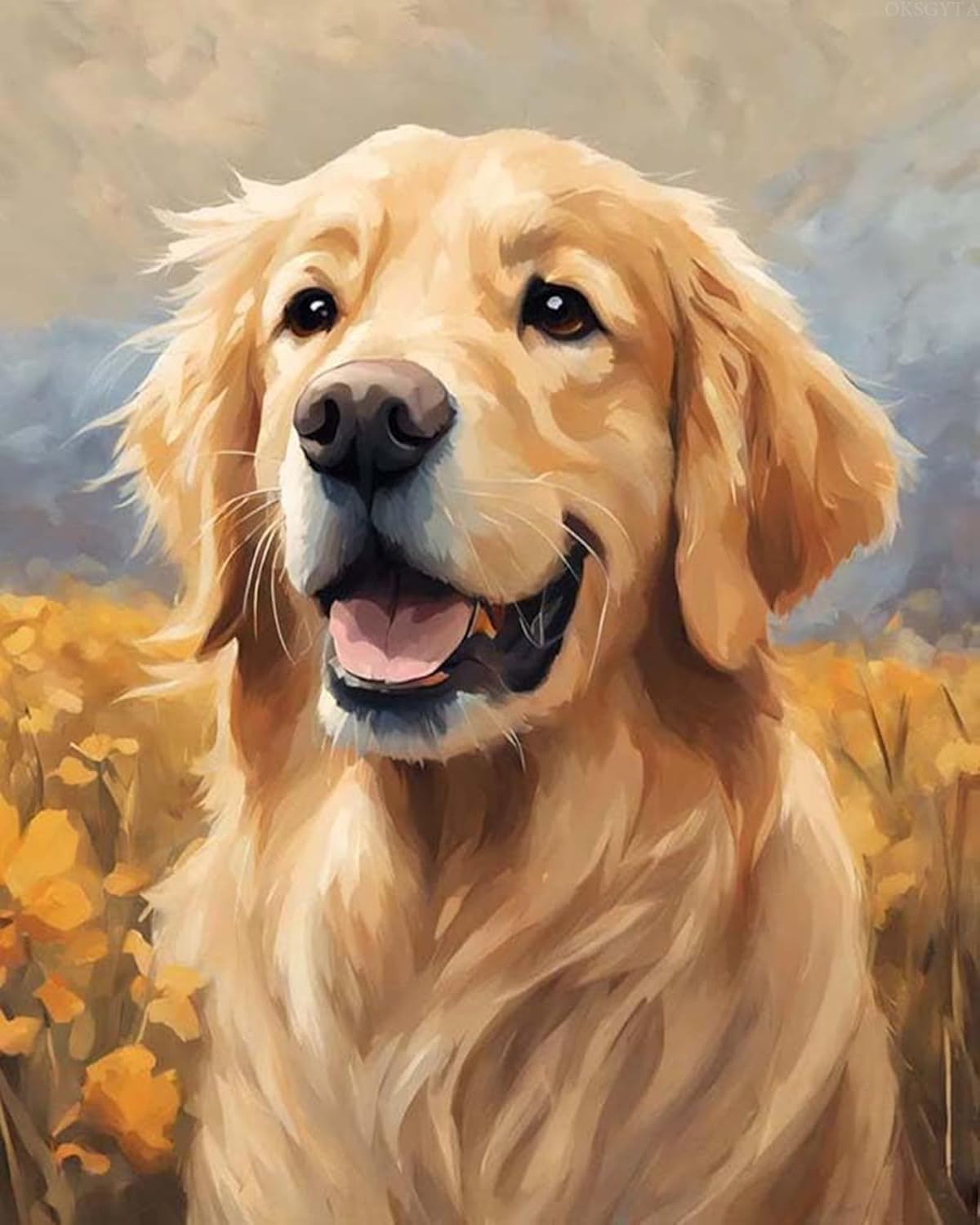 OKSGYTA Unleash Your Creativity with DIY Paint by Numbers Golden Retriever Edition, Paint by Numbers for Adults, 40x50cm No Frame