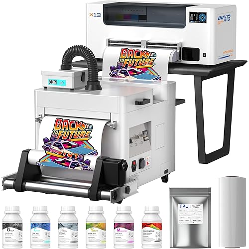 DSV A3+ Plus F1080 DTF Printer with Shaker&Purifier, One-Click to Print, Automatic Cleaning & White Circulation, 5” LED Multi-Function Touch Screen, 2X Speed Print Compared to L1800, 2-Year Free Ink