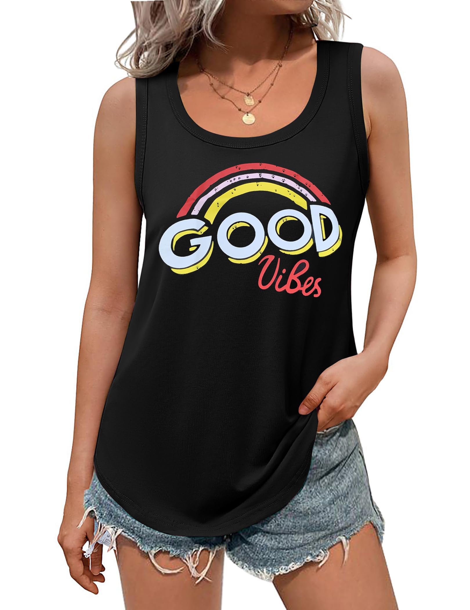 DUOEASE Oberteile Damen Sommer 2025 Basic Ärmellose Rundhals Tank Top Elegant Locker Tshirt