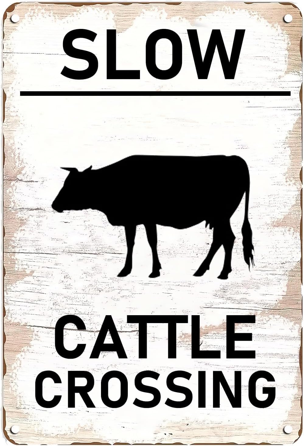 SMAZDFXX Slow Cattle Crossing Vintage Tin Sign,Vintage Farm Decor Cattle Warning Tin Poster Street Decor Signs for Home Garden Yard Bar Pub Outdoor Man Cave Decor 5.5"x8"