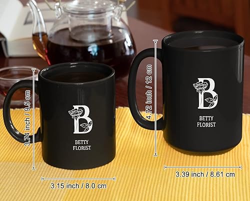 Miniatura 4 de Floral Initial Coffee Mug with Name Personalized Mug for Women for Men Monogrammed gifts Letter Coffee Mugs Custom Name Taza Personalizada Letters