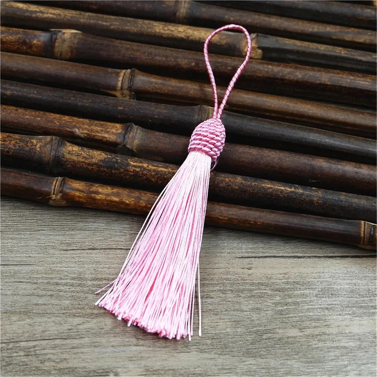 red Tassels 60/100pcs Hanging Rope Silk Tassels Fringe Sewing Bang Tassel Trim Key for DIY Curtain Accessories(Pink,60pcs)