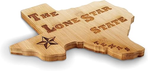 Vastigo Texas - Tabla de cortar de bambú, decoración de cocina The Lone State, personalizada con forma, tabla de embutidos, tabla de queso grabada,