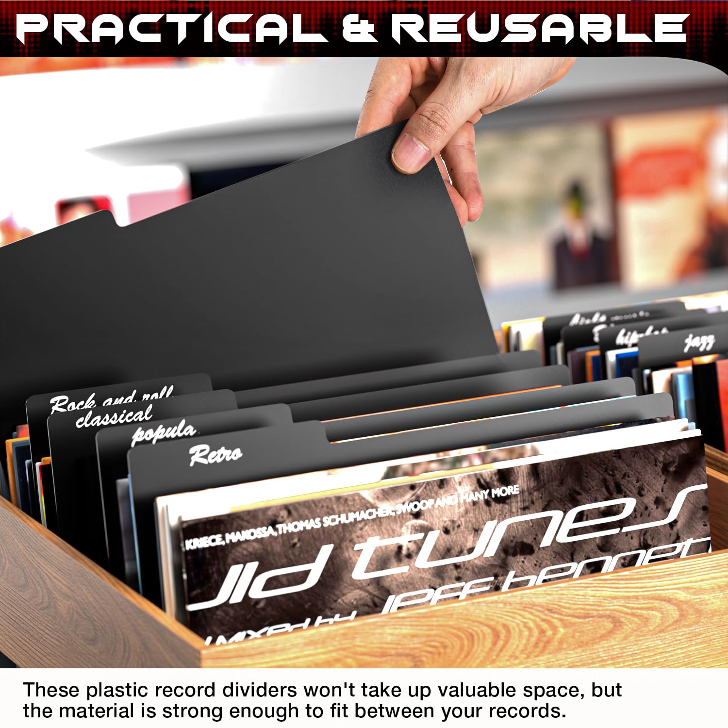 Facmogu 20PCS Vinyl Record Dividers, Upgrade Thicker 33 RPM Plastic Vinyl Record Separators - Image 4