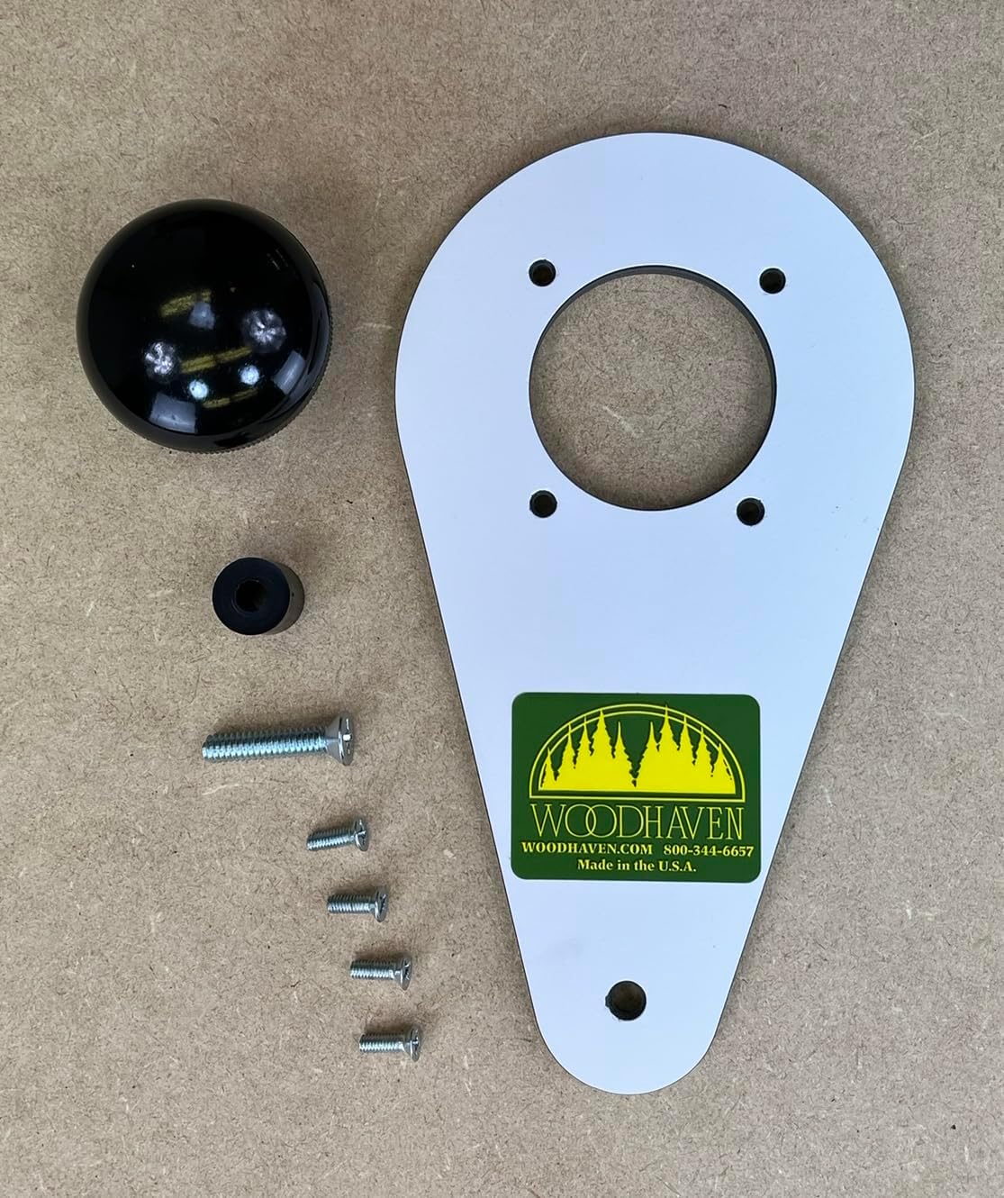 Woodhaven 8375 Trim/Compact/Palm Router Offset Router Baseplate w/Single Handle for Milwaukee M18 Durable Solid White Phenolic, w/Hardware Made in the USA